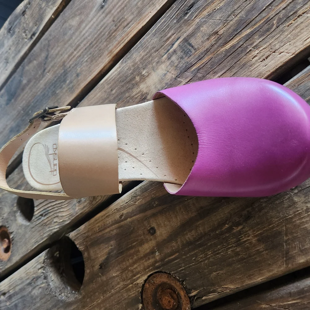 Purple and Tan Women's Clogs - Dansko - Picture 2 of 4